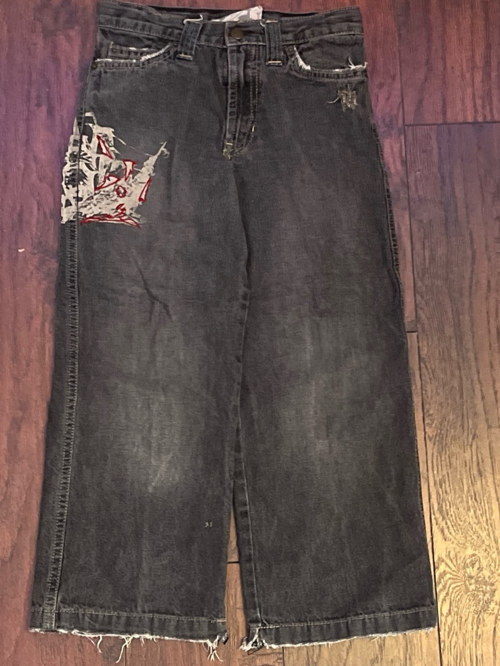 Disney Black Washed Wide-Leg Jeans with Patch Detail
